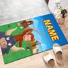 Custom Curious George Mat Personalized Name, Polyester Washable Indoor Entryway Rug, Gift for Christmas, Easter, Thanksgiving Day
