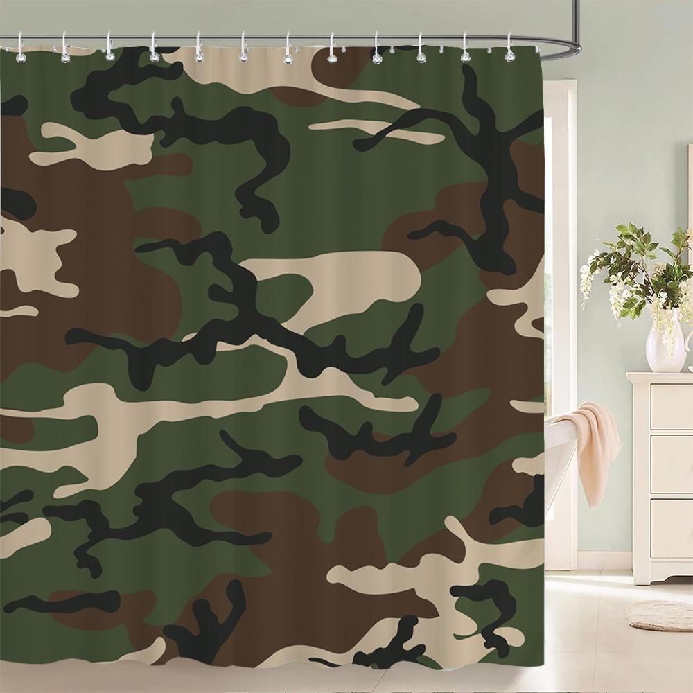 Green camouflage pattern Shower Curtains Waterproof Fabric Floral Bath Curtains For Bathroom Bathtub Curtain With Hooks