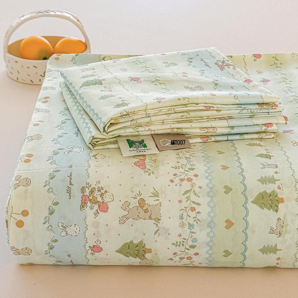 All-Cotton Dorm Bedding Set: Printed Sheets, Mattress Protector, and Pillowcases