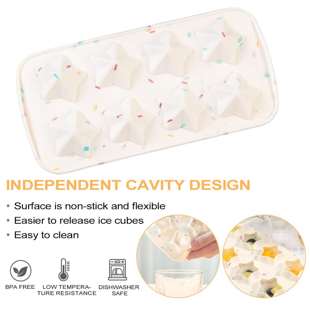 Leeseph Five Star Ice Lattice, Silicone Creative Three Dimensional Ice Grid Ice Model,Reusable Ice Lattice for Party Summer