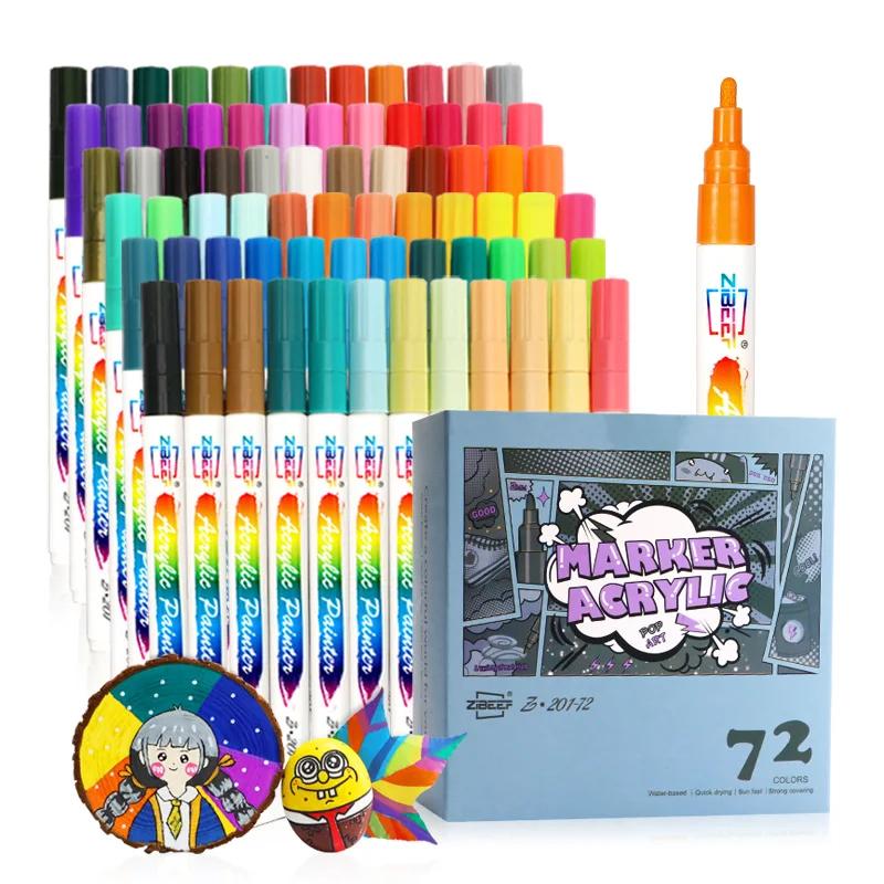 12-120 Colors Acrylic Paint Markers Pens For Fabric Rock Painting Markers Paint Pen Ceramic Glass Canvas DIY Art Making Supplies