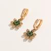 1 Pair Fashion Zirconia Flowers Dangle Earrings for Women Golden Earring Jewelry Wedding Party Accessories
