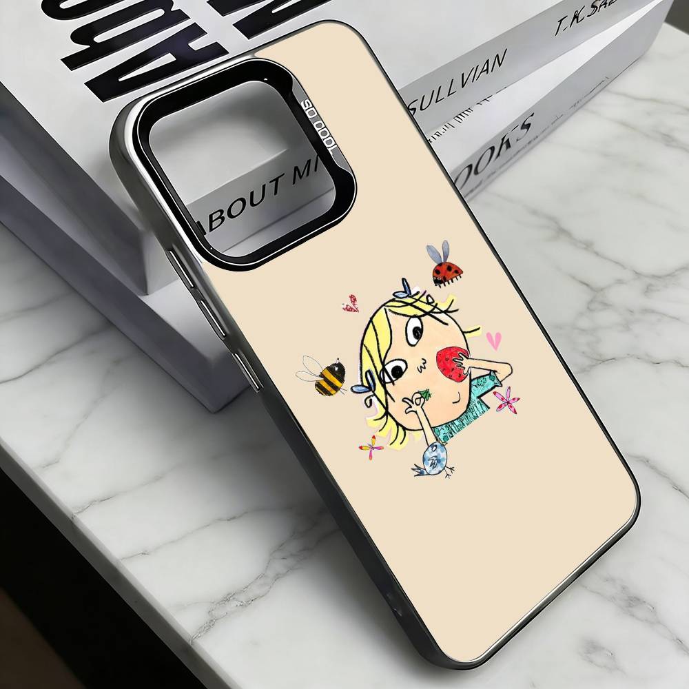 

C-Charlie And Lola Phone Case For iPhone 17,16,15,14,13,12,11 Plus,Pro Max,XS,Colored Silver Plated Inside Cover iPhone17promax