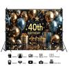 40th birthday party decorations, backdrop, black and gold theme, balloon banner, photo studio props4852