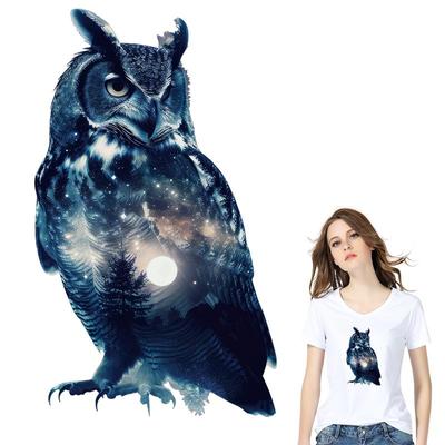 Pegatina Térmica Búho Nocturno Sobre Ropa Aplicada con Prensa de Calor Parches Ropa Diy Pegatinas Ropa Camiseta Sudaderas Decoración