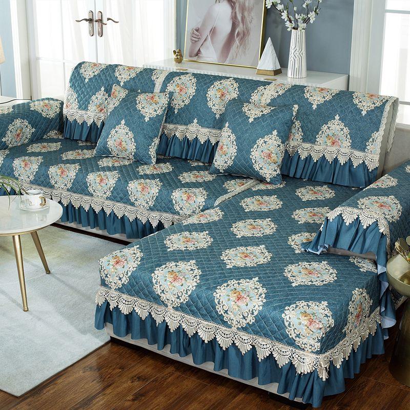 Arm Plüsch Sofa Kissen Stoff Gold Samt Europäischen-Stil High-End Luxus Leder Holz Sofa Rutschfeste Sofa Abdeckung