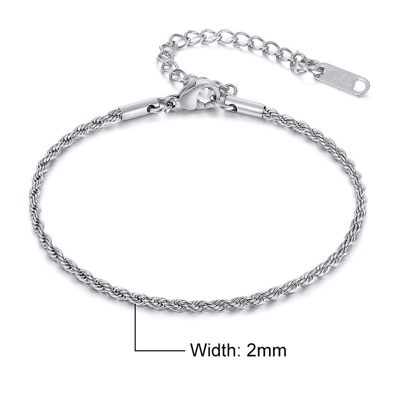 

Vnox Charming Flash Twisted Rope Chain Bracelets for Women Lady Men, Stainless Steel Wrist Jewelry Length Adjustable 16-21cm