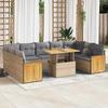 VidaXL Garden Furniture Set with Cushions 10pcs Beige Braided Resin Acacia 3327755
