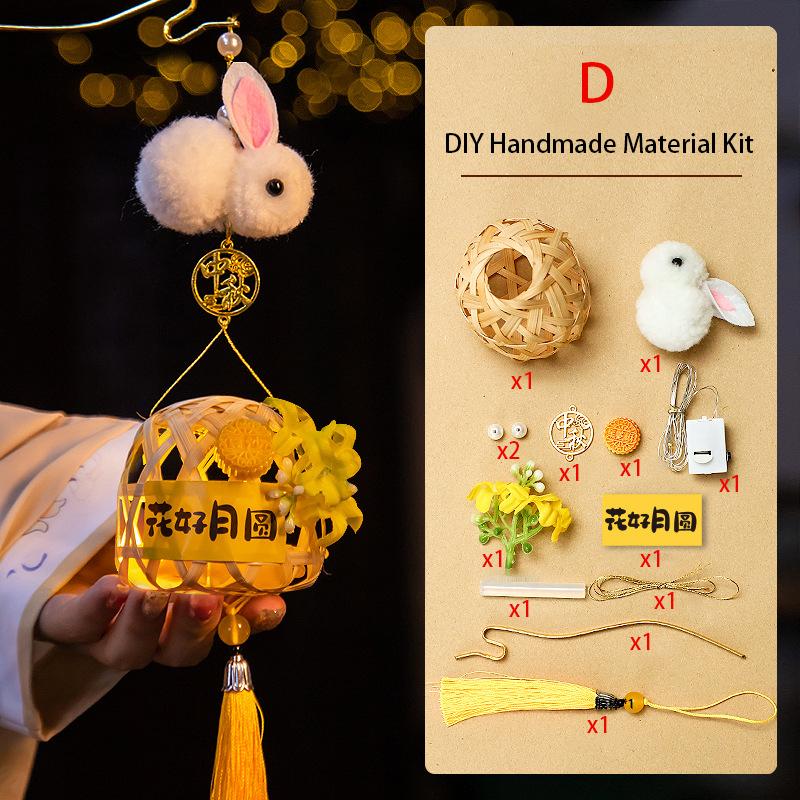 Chinese Mid-Autumn Festival Lanterns New Bamboo Handmade Children's Rabbit Lantern Festive Atmosphere Decoration Handicraft