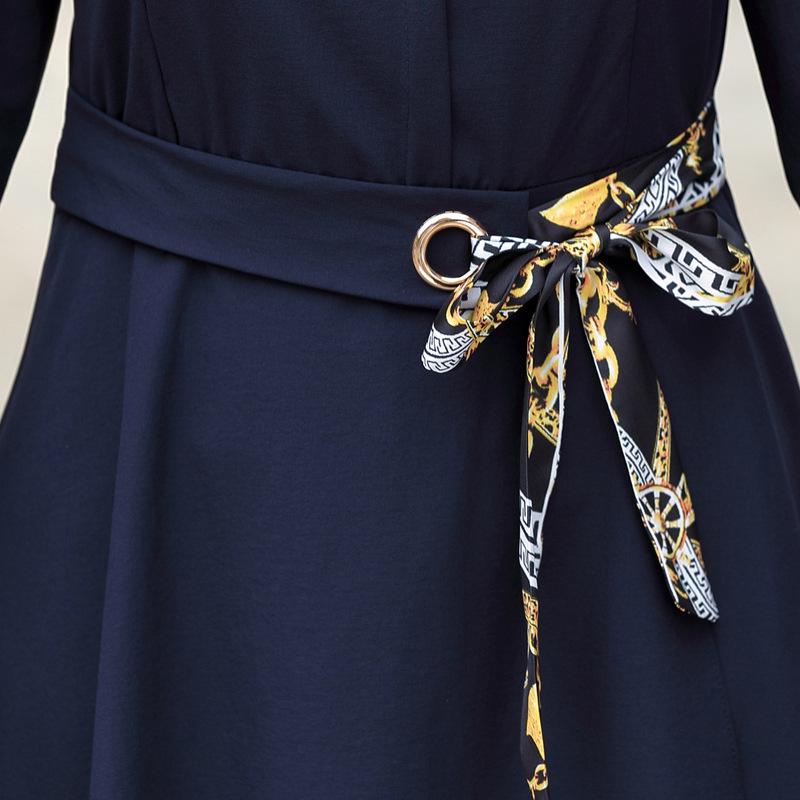 Spring 2026 Long-sleeve Dress for Middle-aged Women: Waist-cinching, Wide-leg Style for Spring and Autumn