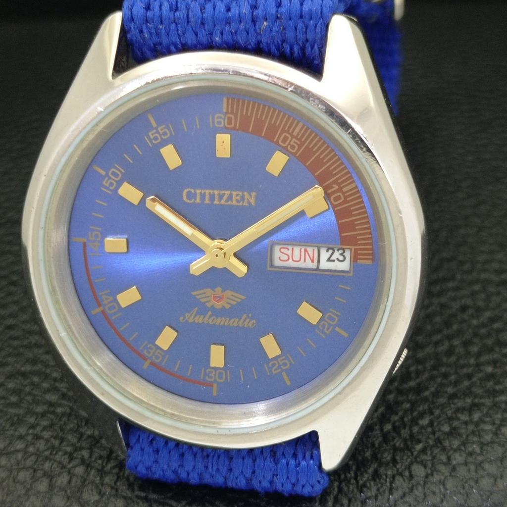 CITIZEN AUTOMATIC 8200 VINTAGE JAPAN MENS BLUE COLOR DIAL WATCH a500238-2 R151b-a500238