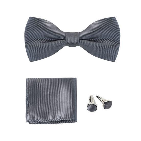 1 Set Men Bow Tie Kit Solid Color Bow Tie Kerchief Cufflinks Set Weddings Business Events Outfit Accessories
