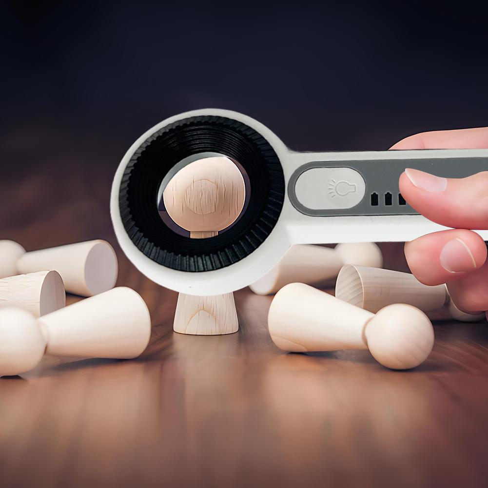 60X Handheld Magnifier with LED Light Illuminated Magnifying Glass Lightweight Luminous Magnifier for Reading Newspaper Jewelry