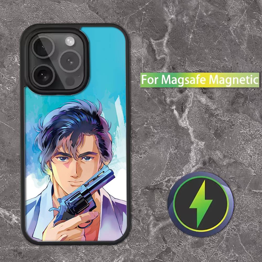 

City Hunter Comic Phone Case For iPhone 16,15,14,13,12,11,Pro,Max,Plus,Mini,SE Magsafe Magnetic Wireless Charging iPhone12PRO