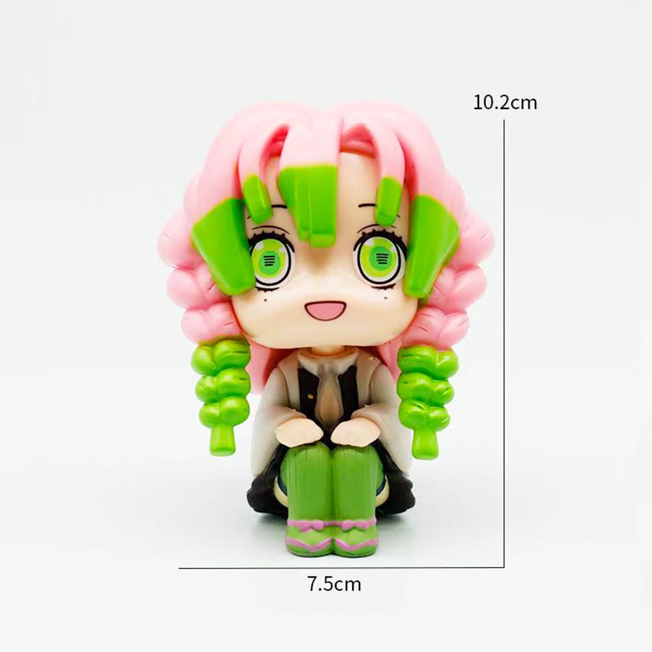 10cm Demon Slayer: Kimetsu no Yaiba 8PCS Suit Q-version Anime Handmade Action Figures Desktop Case Decoration Ornament Gift