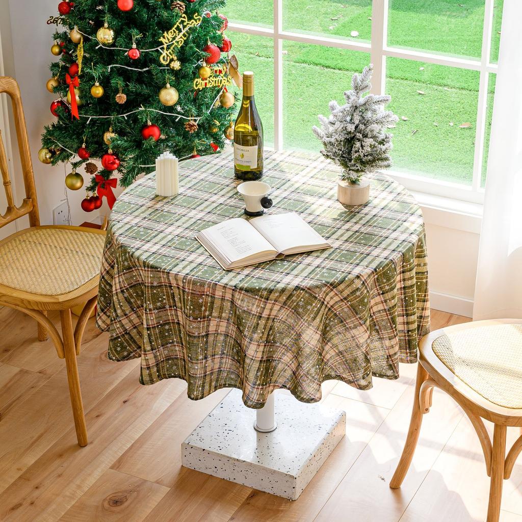 Party Table Cloth Christmas Day Winter Chinese New Year Decorations Indoor Table Fabric Checked Cover Cloth