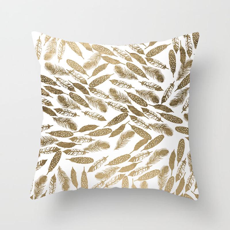 European Style Golden Geometric Print Car Pillow Cover Sofa Cushion Cover Home Furnishings