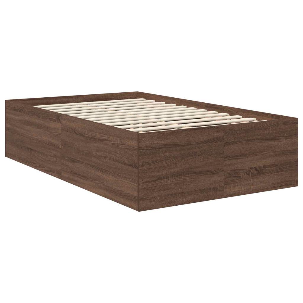 Bed Frame Brown Oak Look 120 X 190 Cm Wood Based Panel