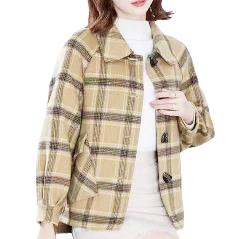 Autumn and winter new fashion single-breasted loose casual coat women's double-sided short cashmere coat tide
