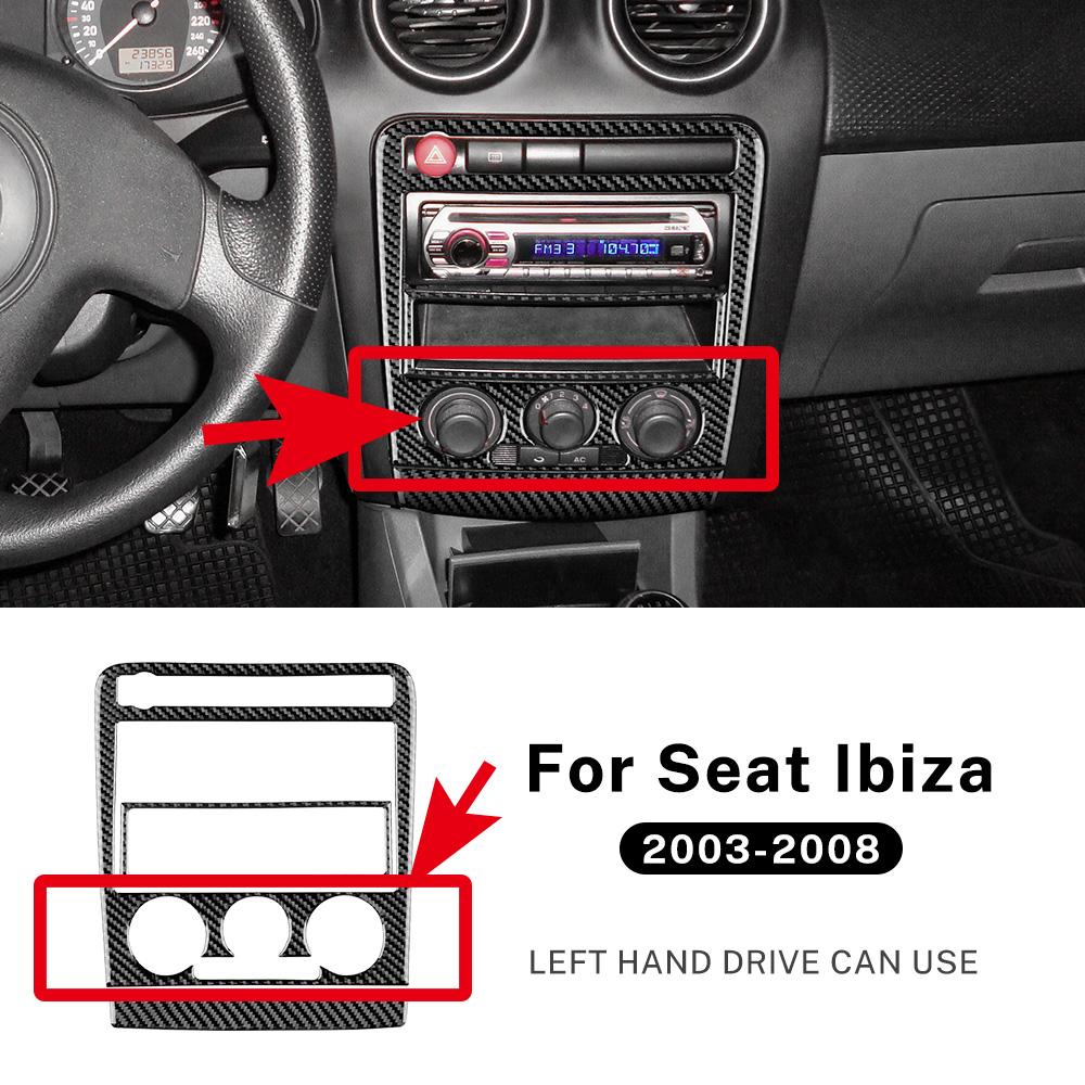 Real Soft Carbon Fiber Sticker For Seat Ibiza 6l 2003 2004 2005 2006 2007 2008 LHD RHD Car Central Control AC Panel Accessories
