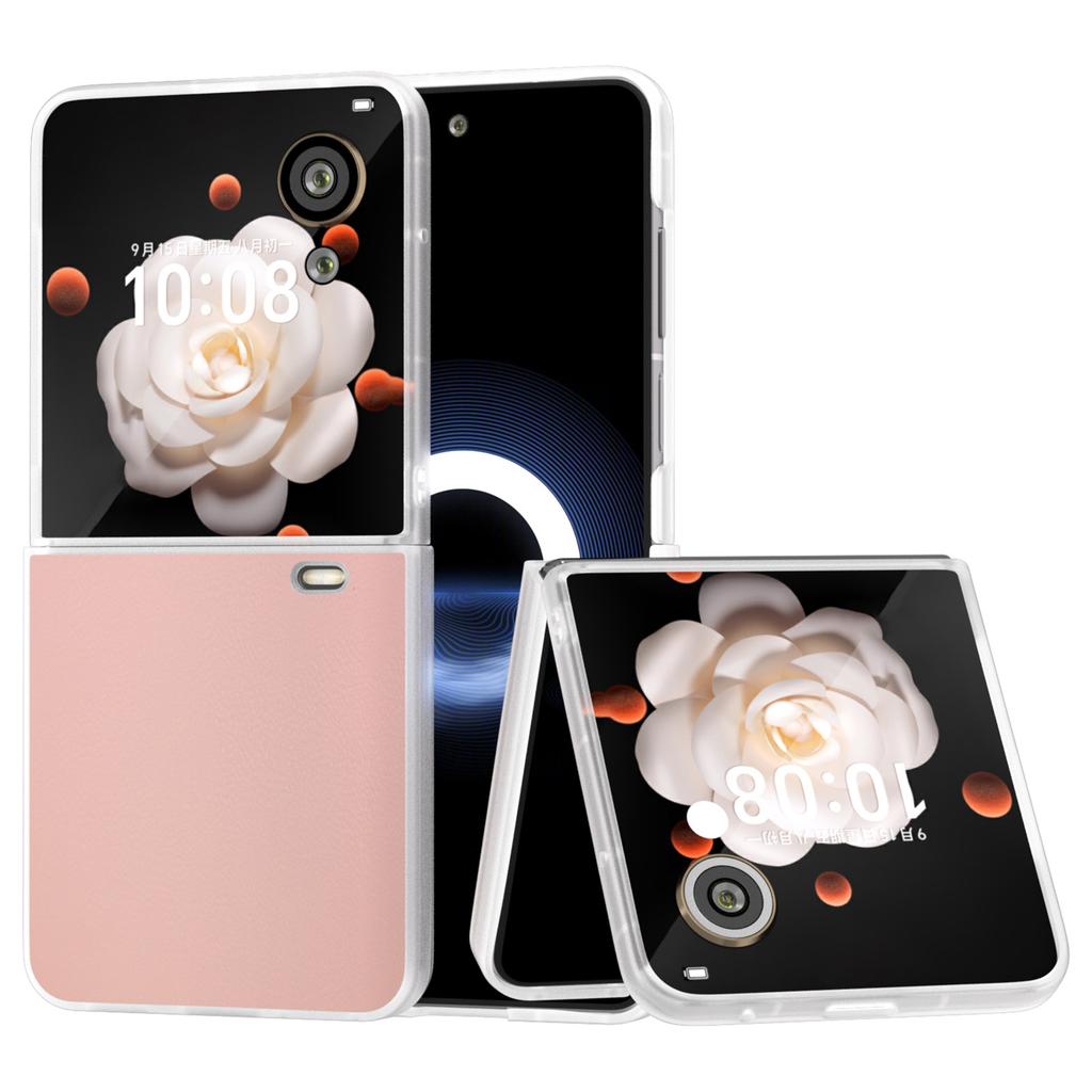 Pro Honor Magic V Flip 5G Pouzdro Průhledný Matný Okraj PU Kůže+PC Skládací Kryt na Telefon