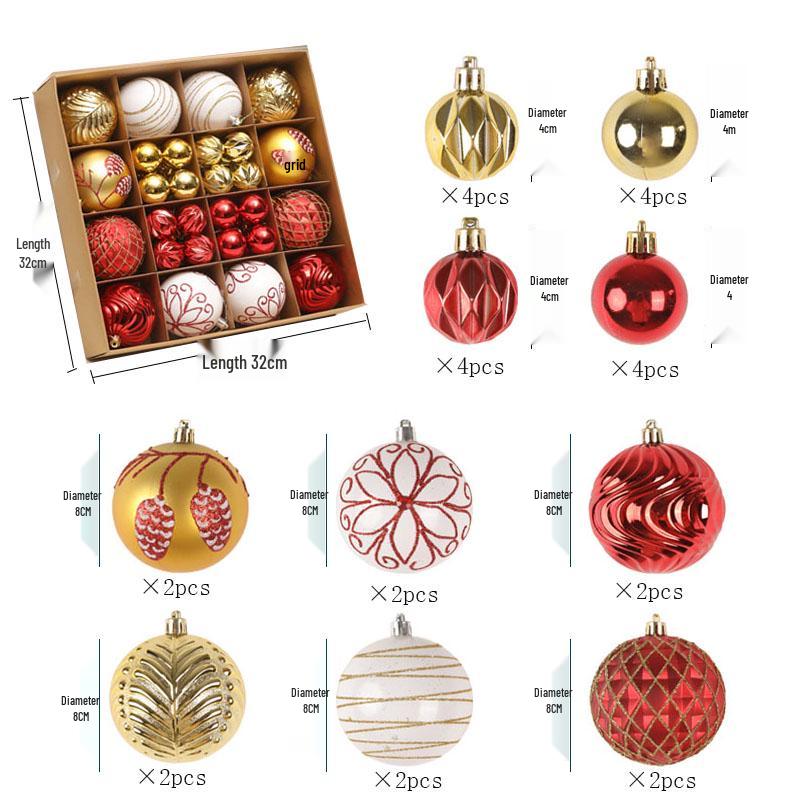 16-Piece Champagne Gold & White Christmas Tree Hanging Ornaments Set