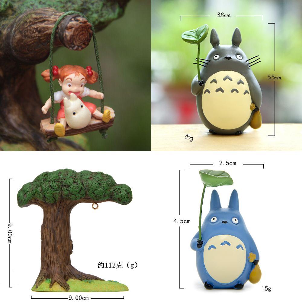 Totoro Resin Micro Landscape With Cartoon Cat Swing And Autumn Leaves For Gift And Collection