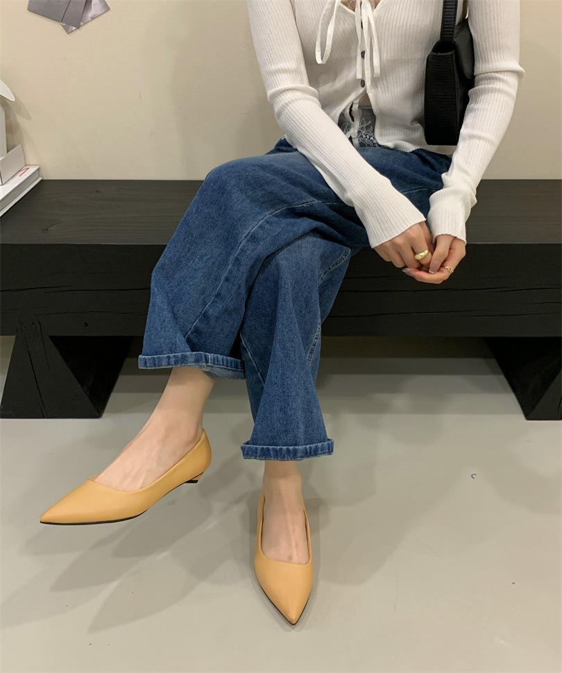 

Французские туфли с острым носком, на толстом каблуке, одинарные туфли женские, Мэри Джейн, вечерние туфли, на маленьком высоком каблуке 39 абрикосовый