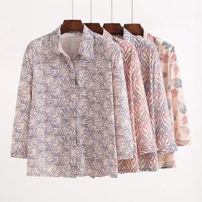 Spring Floral Loose Blouse for Elderly Women Comfortable Lightweight Shirt Open Front Grandma Outfit