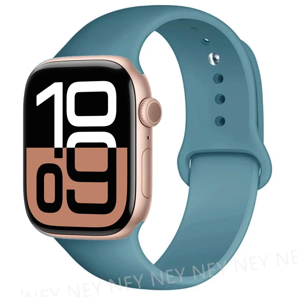 

Silicone Band For Apple Watch straps Ultra 2 49mm 45mm 44-40mm 41mm sport bracelet Apple Watch series 10 42mm-46mm 8 7 6 5 SE 9 38mm-40mm-41mm S-M