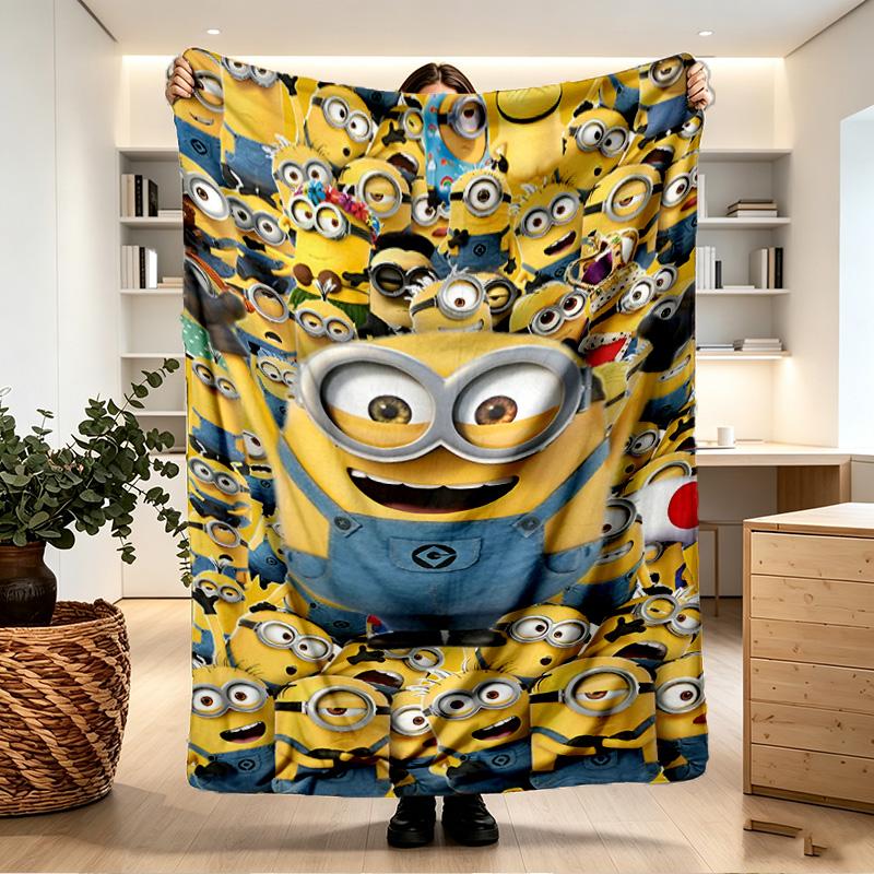Minions Print Blanket - Soft & Comfortable, for Bedroom, Travel, Sofa, Home Decoration - Birthday Christmas Gift for Friend