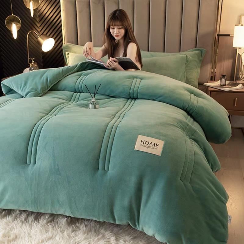 Thicken Lamb Double-faced Velvet Quilt Super Warm Winter Comforter Home Hotel Single Double Luxury Blanket Soft Quilt Duvets