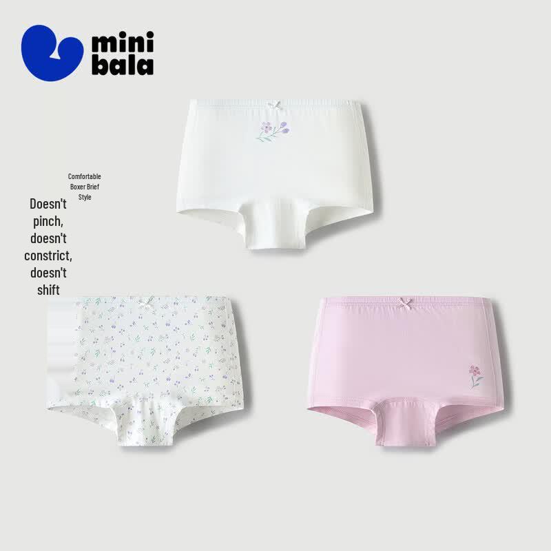 Mini Balabala Girls' Breathable Cotton Underwear 3-Pack