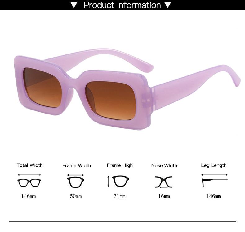 Men Women Rectangular Sunglasses Vintage Design Candy Color Square Sun Glasses Ladies Outdoor Ultraviolet Eyewear