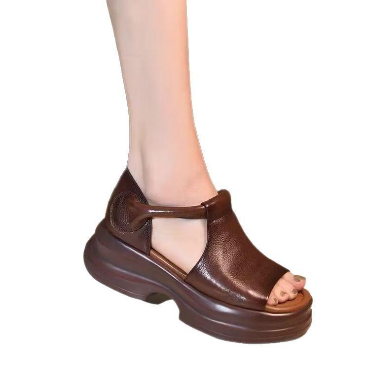 Summer Women's Shoes Platform Roman Sandals Open-toe Wear Casual Fashion Hollow Comfortable Beach Shoes Sandals