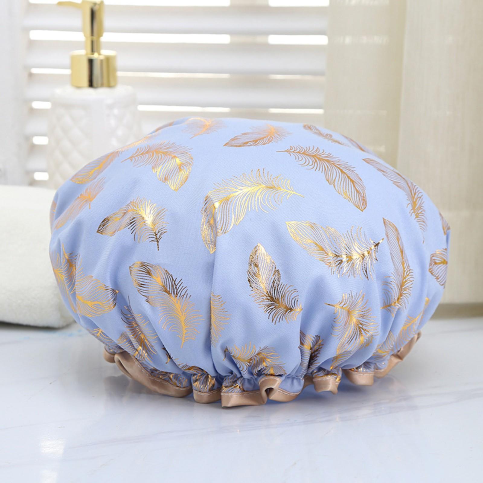 

Двухслойная шапочка для душа с принтом, женская водонепроницаемая шапочка для душа One Size синий