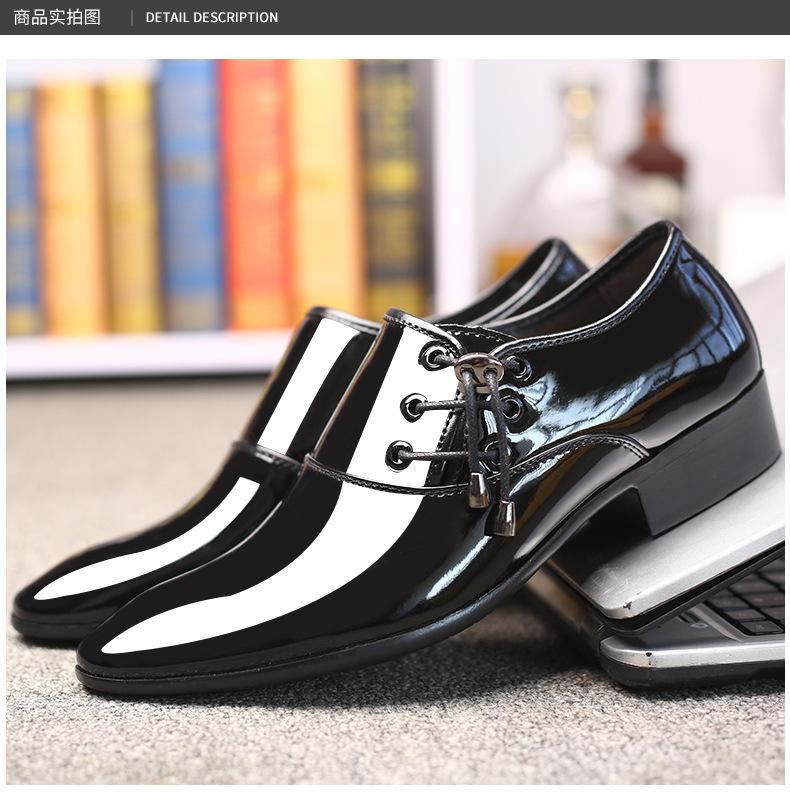 Patent Leather Glossy Large Size Men's Leather Shoes White Business Formal Leather Shoes
