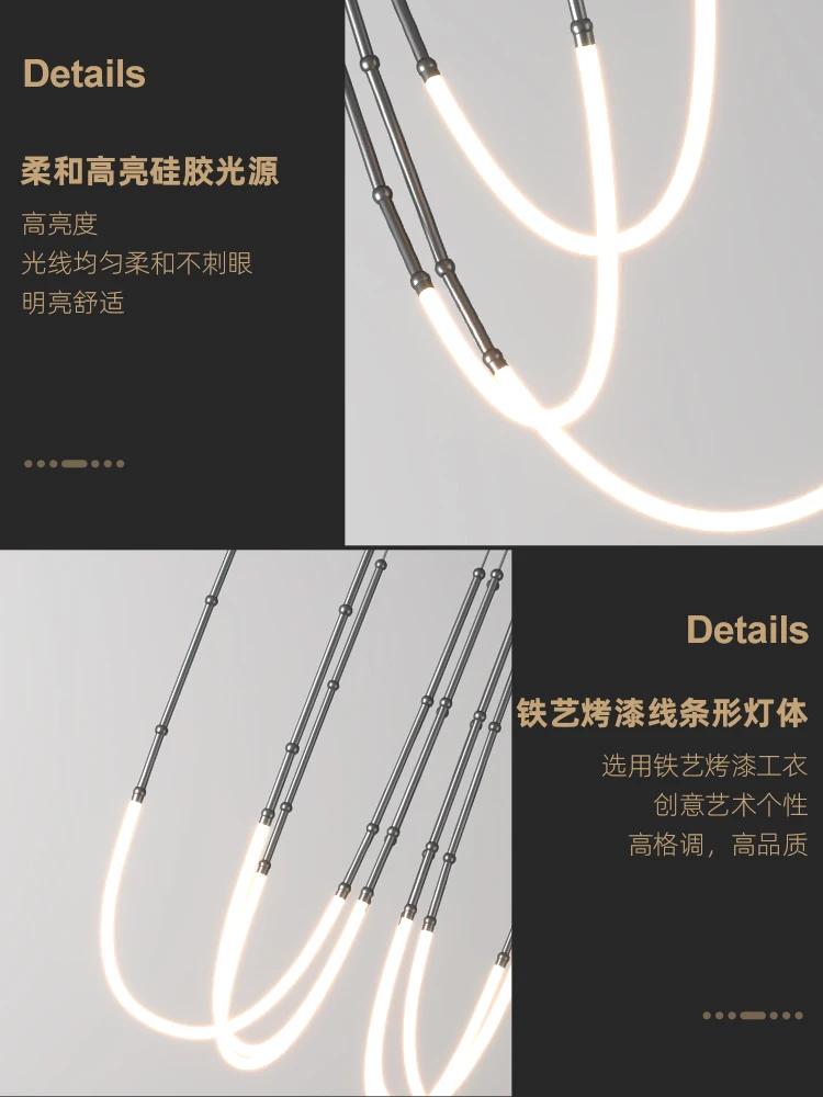 Italian new restaurant LED chandelier modern villa living room creative hanging lamp simple living room duplex floor chandelier