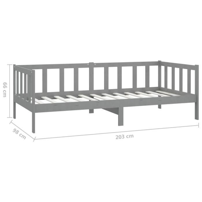 VidaXL Daybed with Mattress 90x200 Cm Grey Solid Pine Wood 3083626