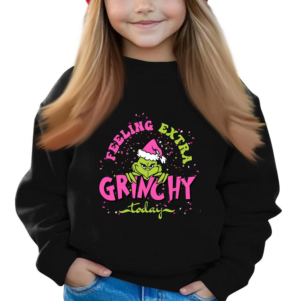 Christmas Day Girls Round Neck Pullovers For Kids Printed Baby Tops