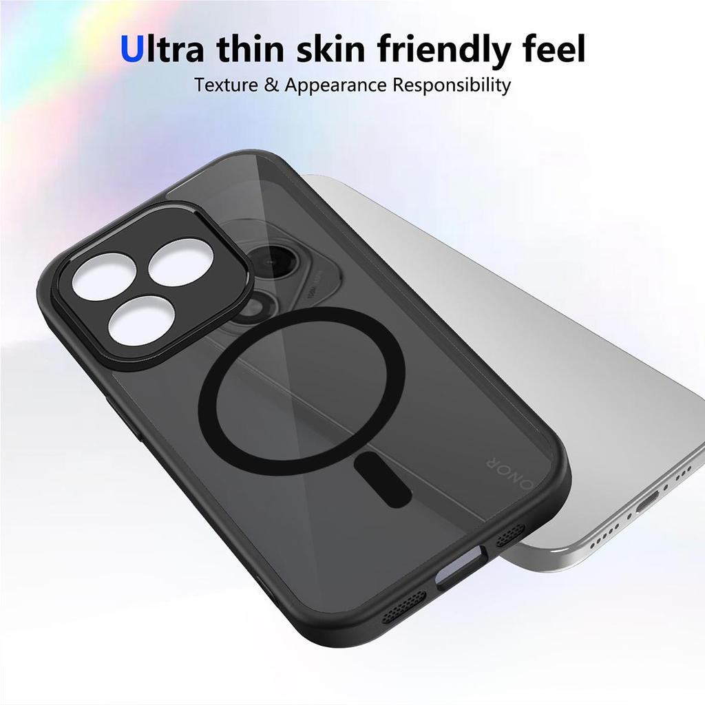 Husă inteligentă magnetică Huawei Honor 400 cu senzație de piele X9D X6C X8 - Husă protectoare neagră translucidă