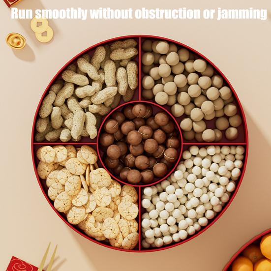 Jednowarstwowa/Dwuarstwowa/Trójwarstwowa Dzielona Taca Serwowania z Pokrywką Miska Serwowania na Chiński Nowy Rok Dekoracyjna Miseczka na Deser Taca na Przekąski na Festiwal Wiosny