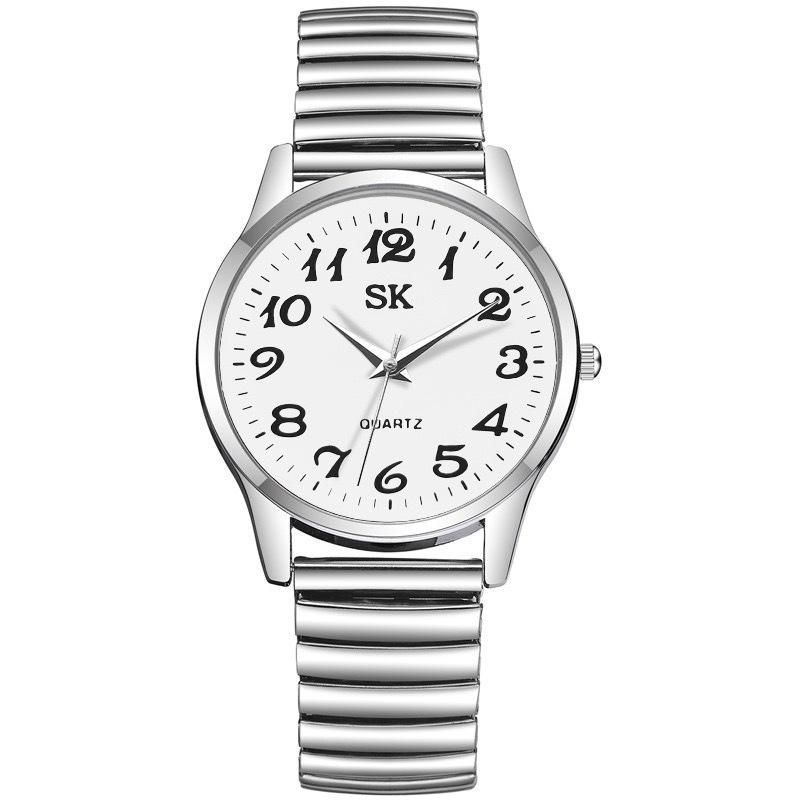 Classic Large Dial Quartz Wristwatch with Elastic Band for Seniors - Perfect Father's Day Gift.