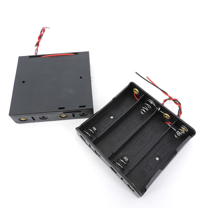 18650 Battery Storage Box Case DIY 1/2/3/4 Slot Way DIY Batteries Clip Holder Black Plastic Container with Wire Lead 2Pin Q1