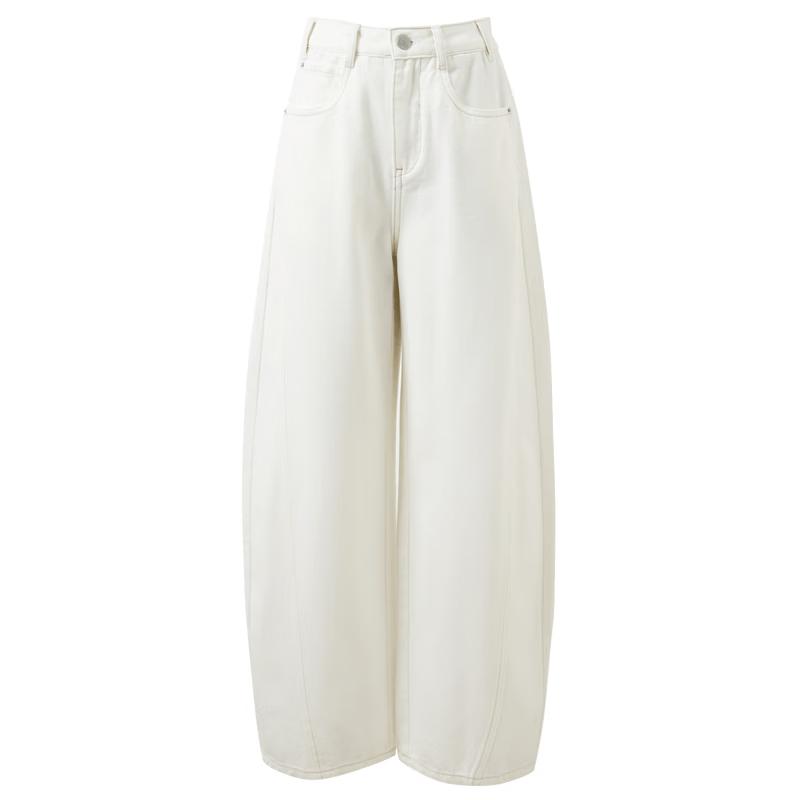 

3color Women s High-Waist Loose Fit 100% Cotton Jeans M
