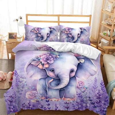 Elephant Duvet Cover Sets For Kids Queen King Twin Size Lightweight Down Room Decor 2 Pillowcases 1 Comforter Cover No Comforter