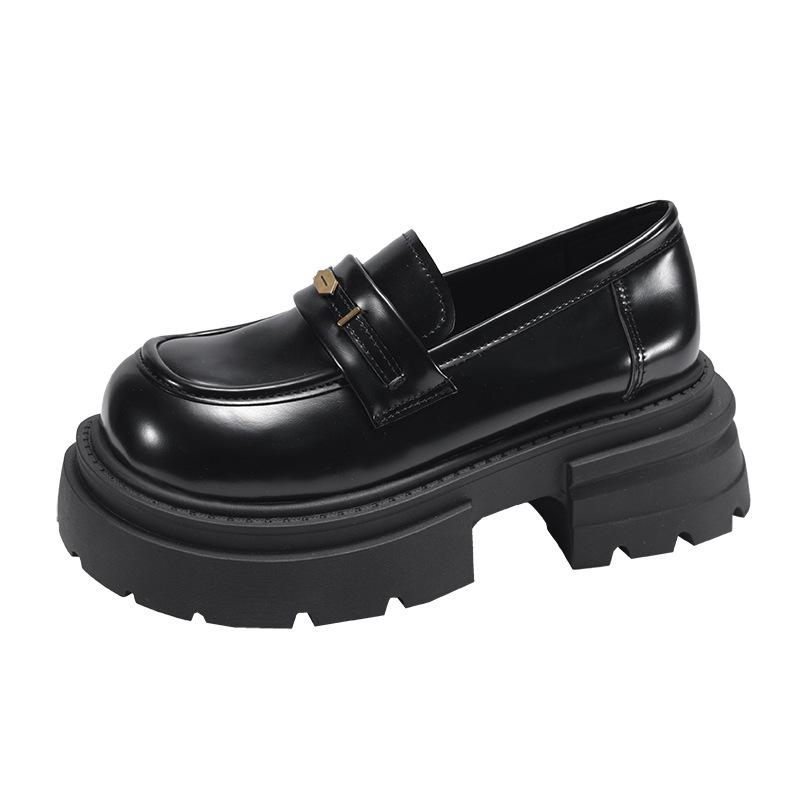 Retro Brown British Style Platform Small Leather Shoes Women's 2025 New Spring and Autumn with Skirts To Increase the Height of One Pedal Loafers