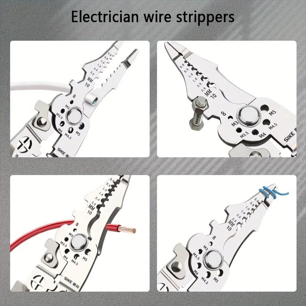 1Pcs Adjustable Wire Stripper Foldable Cable Cutting Nippers Stripping Tool Electrician Pliers