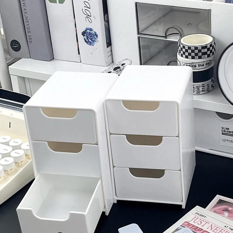 3-Tier Cosmetic Storage Box Organizer With Drawers Multifunctional Countertop Storage For Jewelry Office Supplies