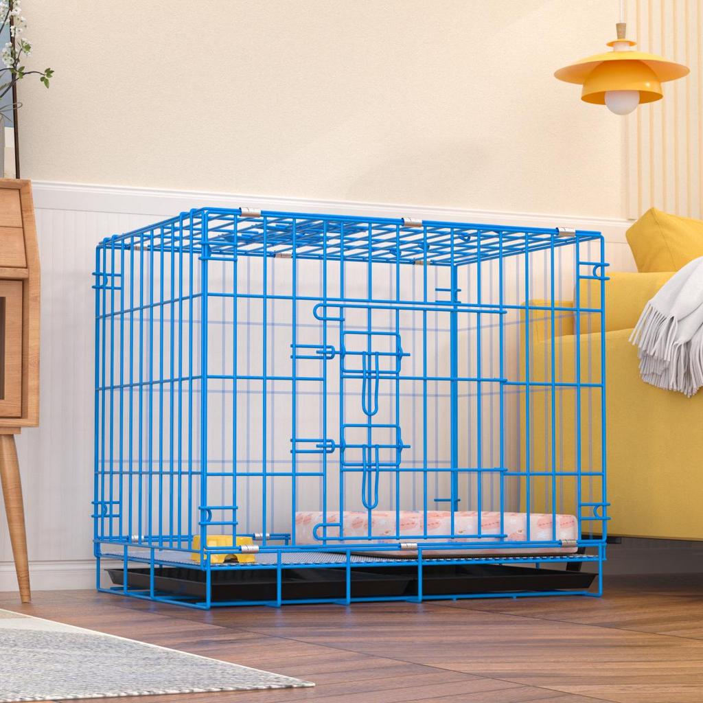 Foldable Metal Dog & Cat Cage for Home, Indoor/Outdoor, Car or Rescue Use